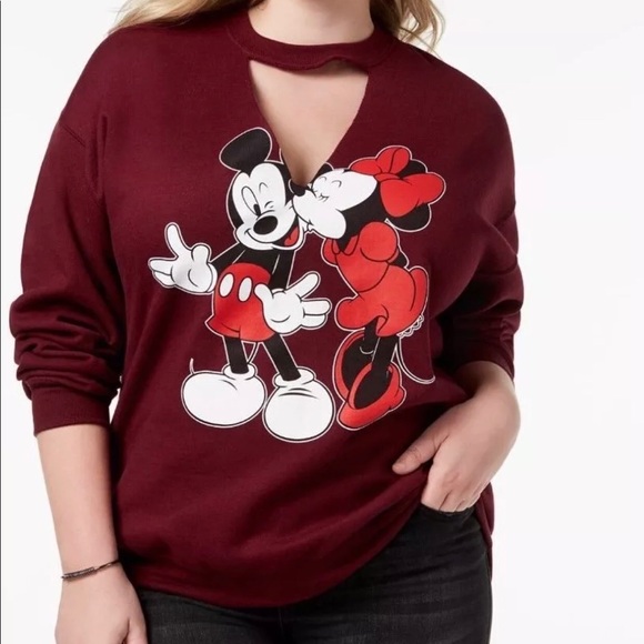 Disney Tops - Disney Mickey Minnie Kissing Cut Out Sweatshirt 2X